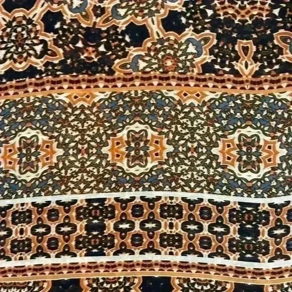 Democracy Women’s Boho Tie Front Tunic Top 3/4 Sleeve Sheer Shirt Blouse Size L - Picture 3 of 8